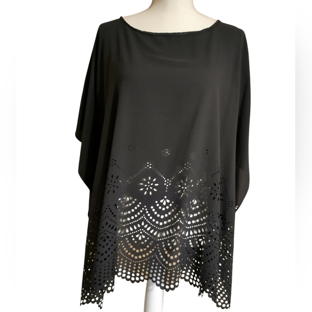 Black Laser Cut Blouse